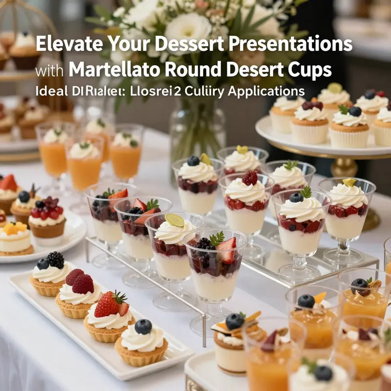 Martellato dessert cups displaying their elegant design with layers of colorful desserts.