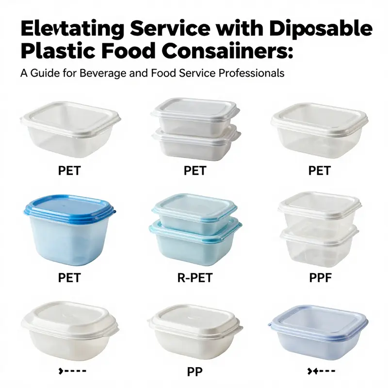 An infographic displaying the material composition of disposable plastic food containers with lids.