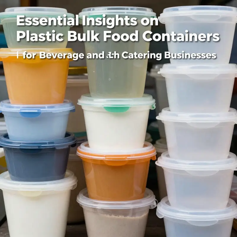 Different sizes and colors of plastic bulk food containers emphasizing material safety standards.