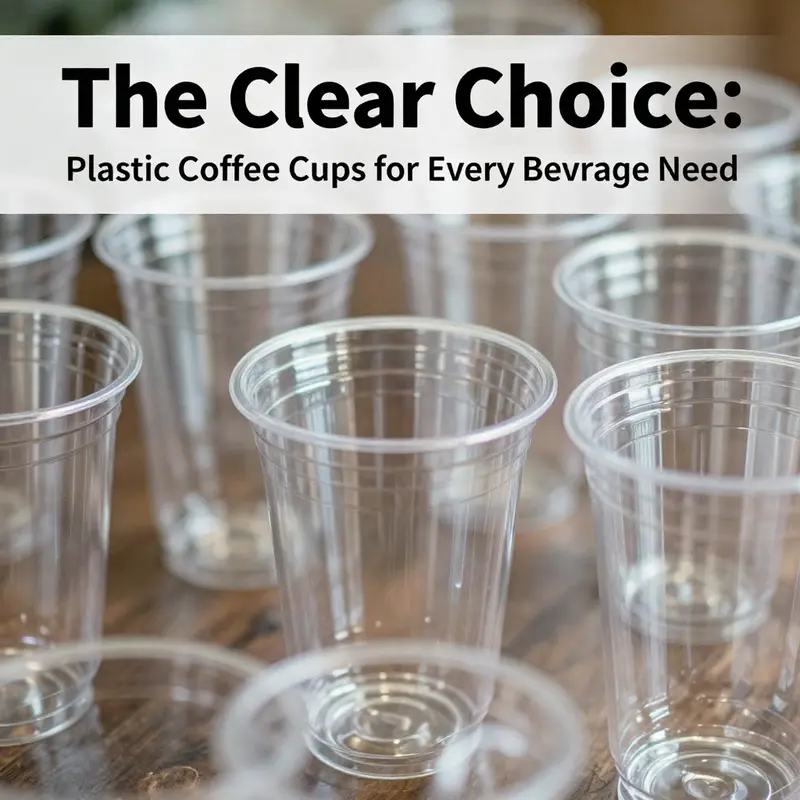 An assortment of plastic clear coffee cups demonstrating their material quality and range.