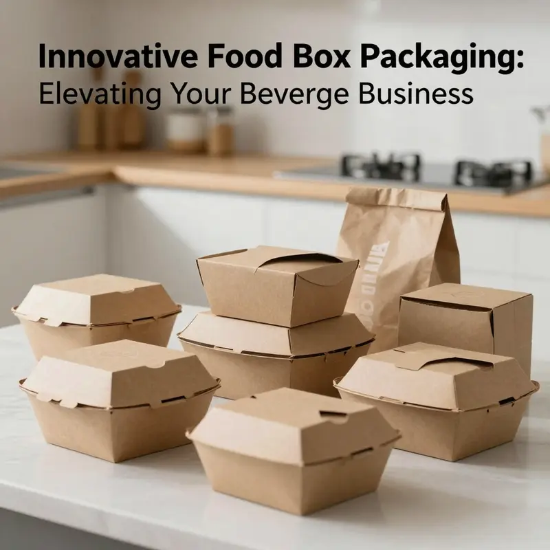A collection of sustainable food boxes highlighting eco-friendly materials.