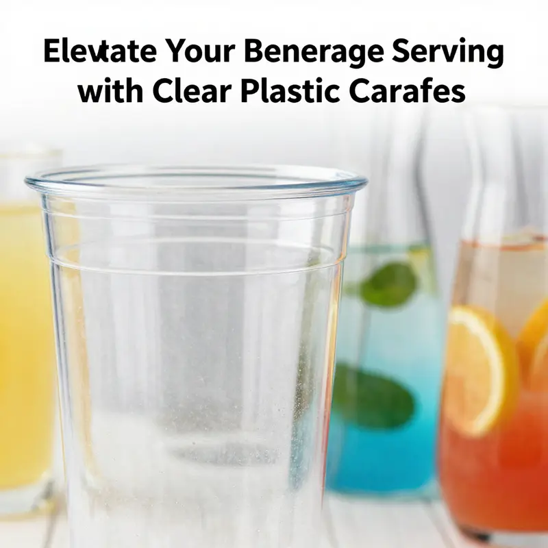The elegant design of the clear plastic carafe showcases its functionality in a modern dining setting.