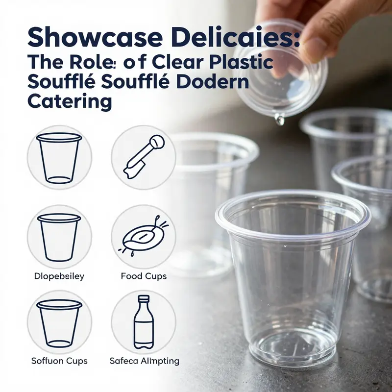 A beautiful arrangement of clear plastic soufflé cups showcasing a variety of desserts, perfect for catering events.