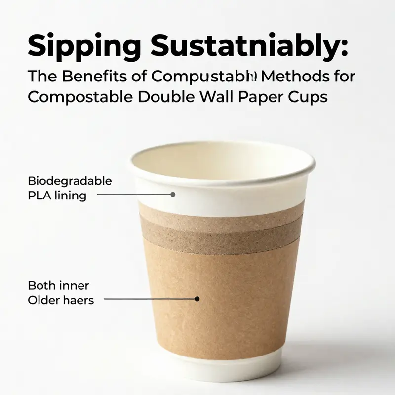 Compostable cups amidst a beautiful setting, emphasizing sustainability.