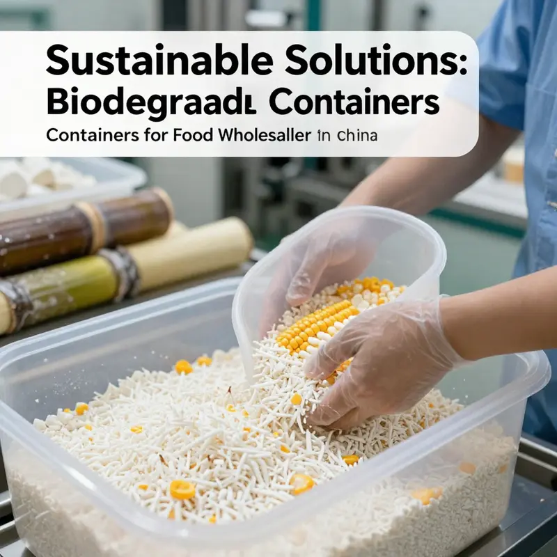 A vibrant market scene demonstrating the growing popularity of biodegradable food containers in China.