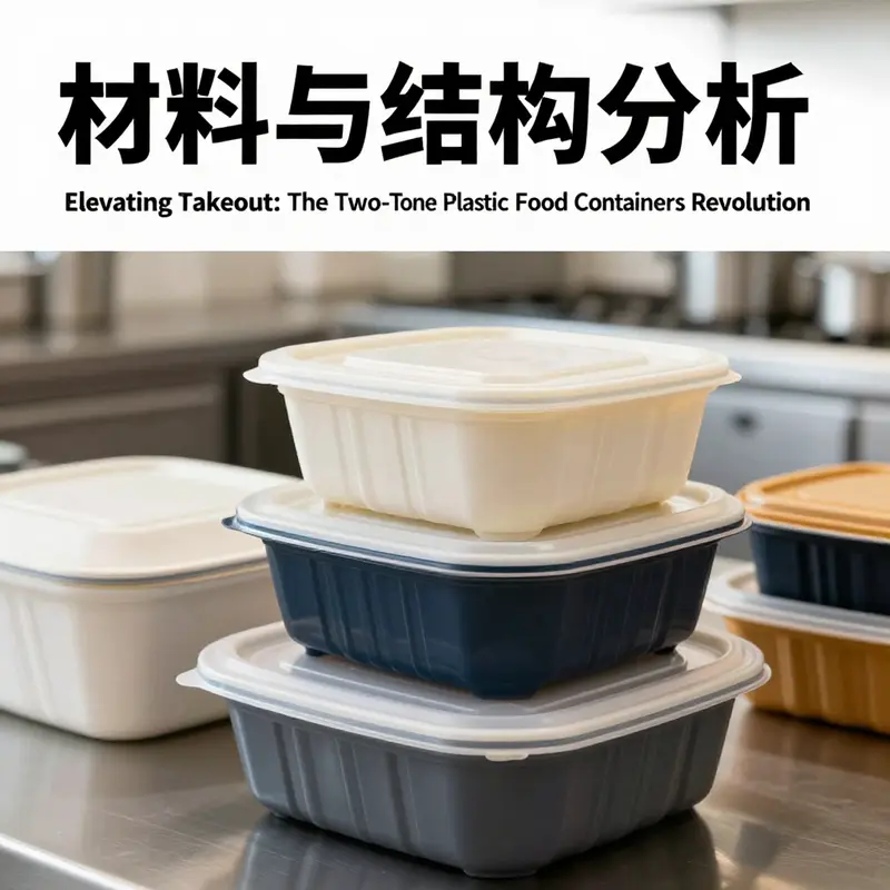 Exploring the materials and structural advantages of two-tone plastic takeout containers.