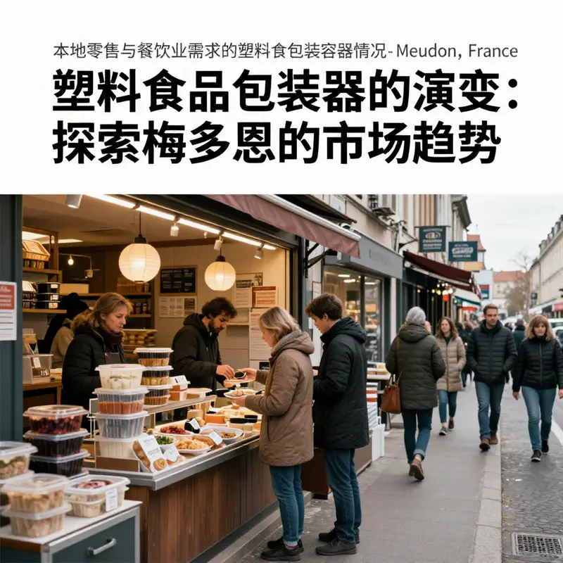 梅多恩地区的街道场景,展示了多种塑料食品包装容器的使用情况。