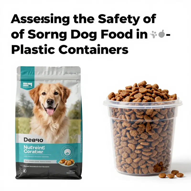 Signs of chemical leaching from worn plastic dog food containers.