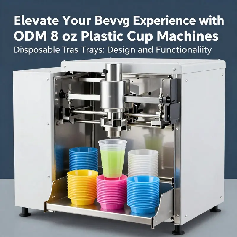 The cutting-edge design of the ODM 8 oz plastic cup machine at work with various disposable trays.