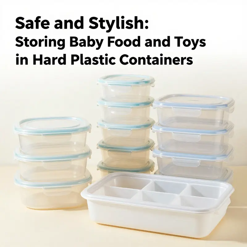 A well-organized kitchen demonstrating the use of safe hard plastic containers for baby supplies.