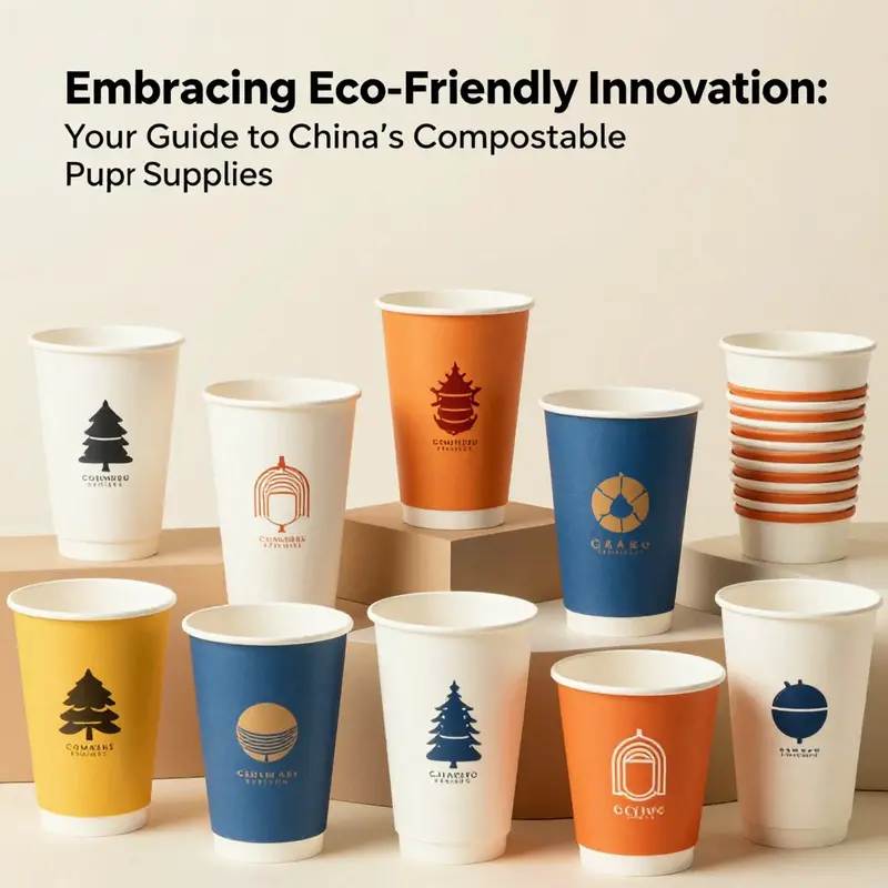 An assortment of colorful compostable paper cups that highlight the diversity available in eco-friendly packaging.