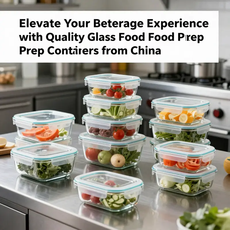 A variety of glass food preparation containers presented in a professional kitchen setting.