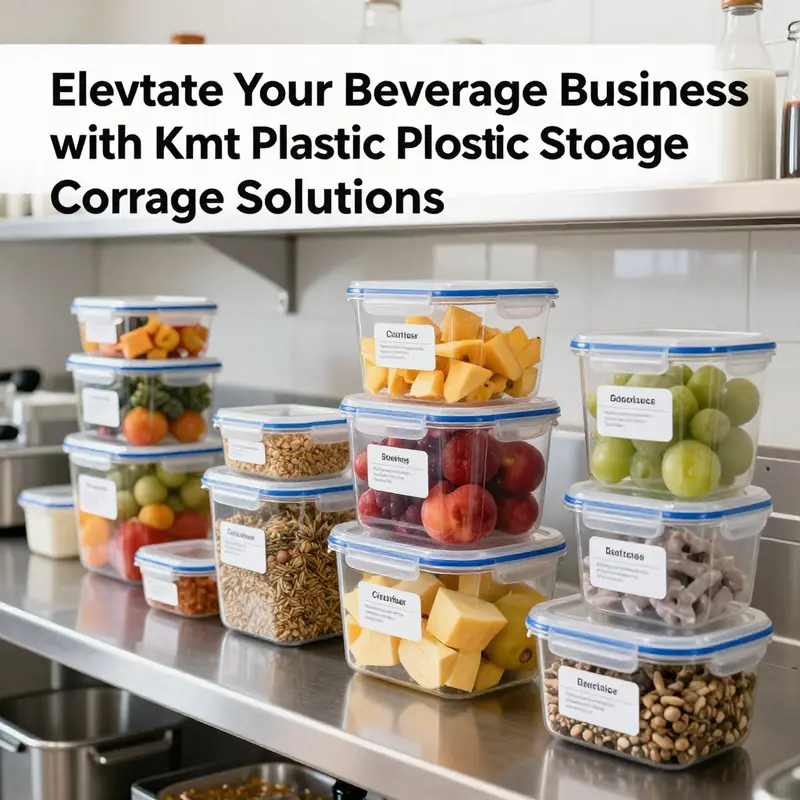 Kmart plastic food storage containers displayed in a commercial kitchen, illustrating their versatility and organization.