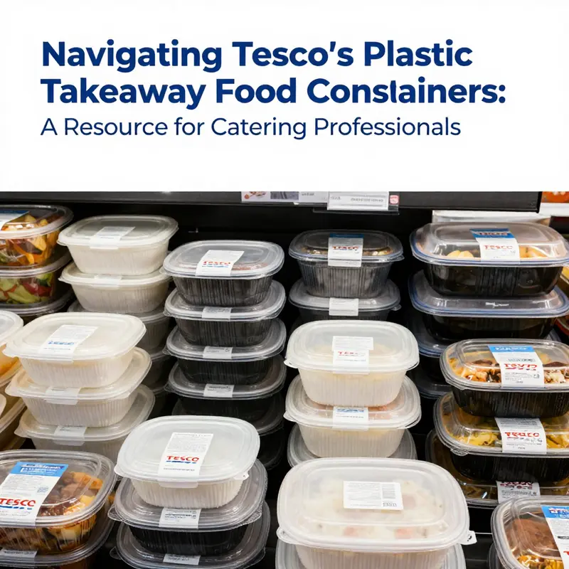 A selection of Tesco’s plastic takeaway food containers designed for ease of use and variety in food service.