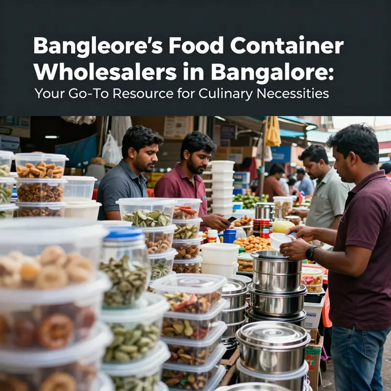 A vibrant scene of food container wholesalers in Bangalore highlighting a variety of container types.