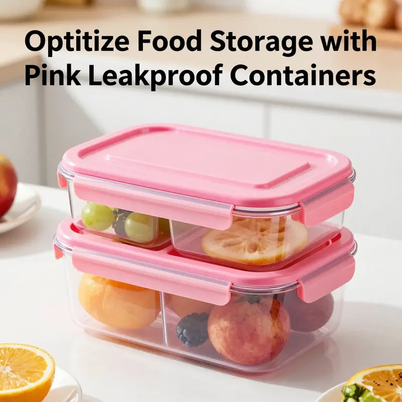A pink leakproof container showcasing versatile design and practical features.