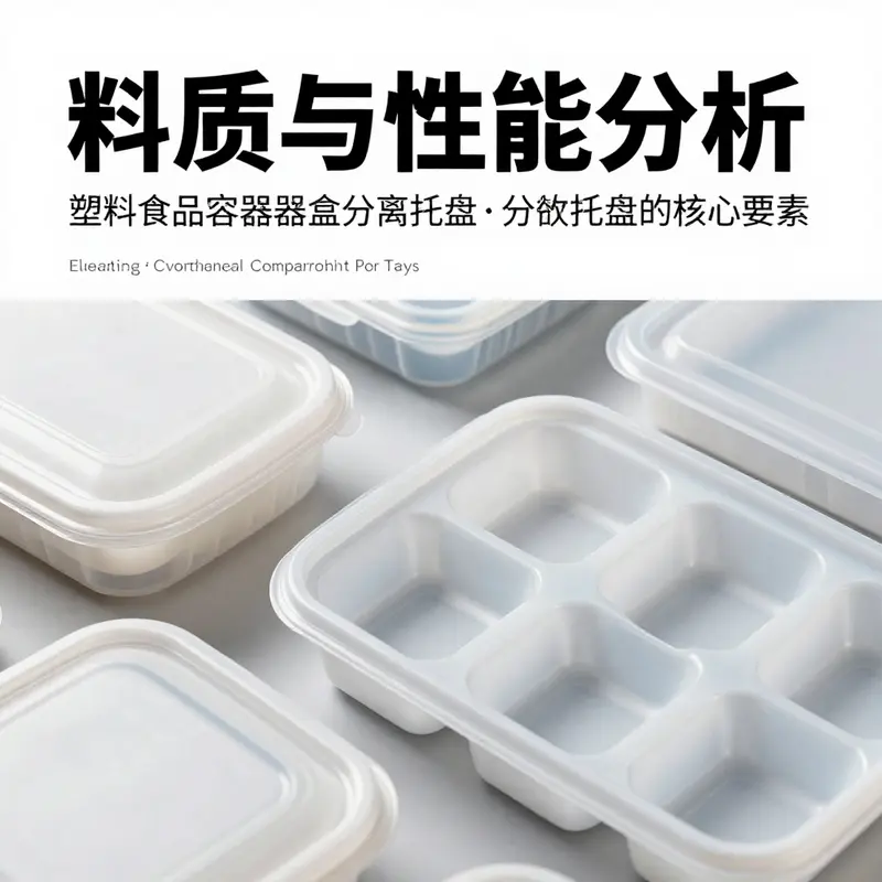 A multi-compartment plastic food tray showcasing different food items, perfect for efficient service.