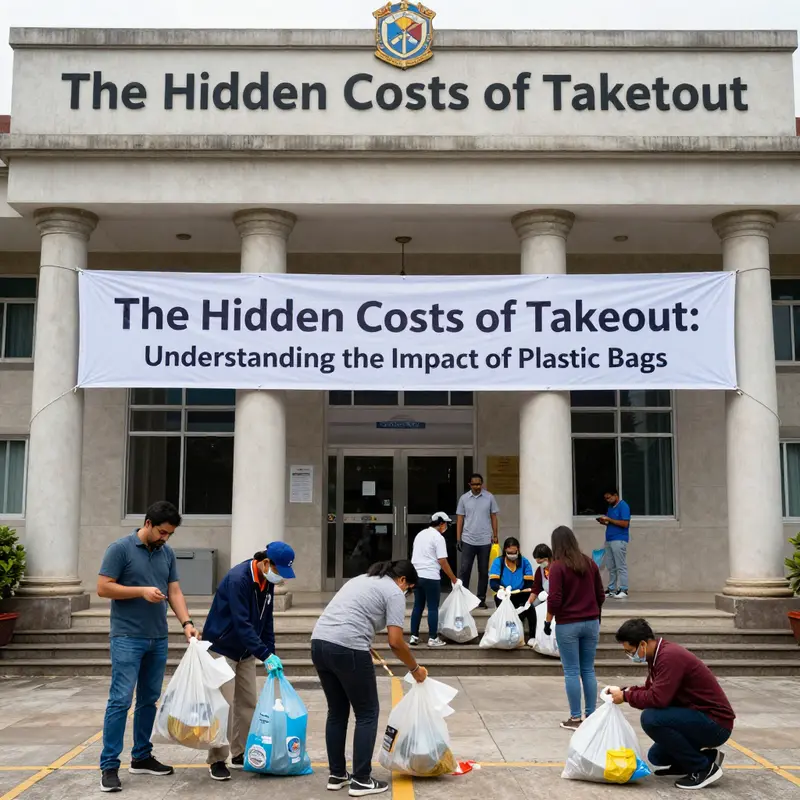 A polluted beach highlighting the detrimental impact of discarded plastic bags on marine ecosystems.