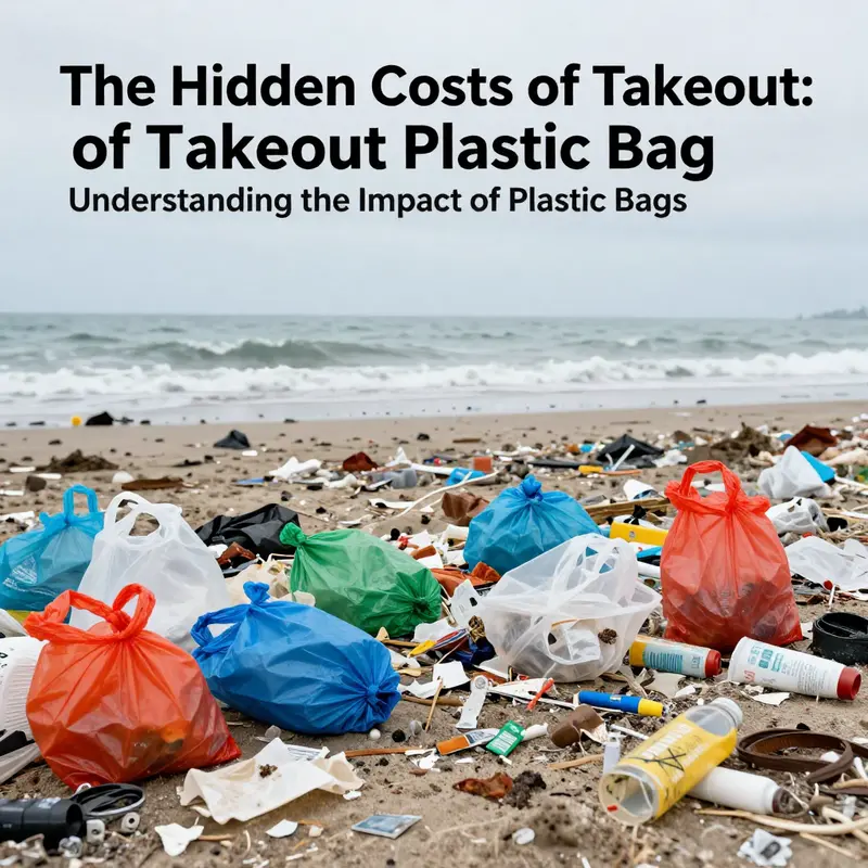 A polluted beach highlighting the detrimental impact of discarded plastic bags on marine ecosystems.