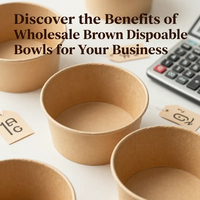 An assortment of brown disposable bowls highlighting various sizes and shapes, perfect for different food service needs.