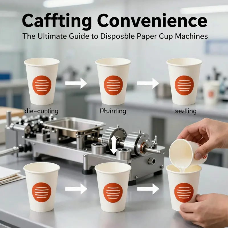 A state-of-the-art paper cup machine efficiently producing disposable cups.