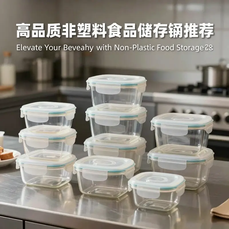 An elegant display of premium non-plastic food storage containers, perfect for any food service setting.