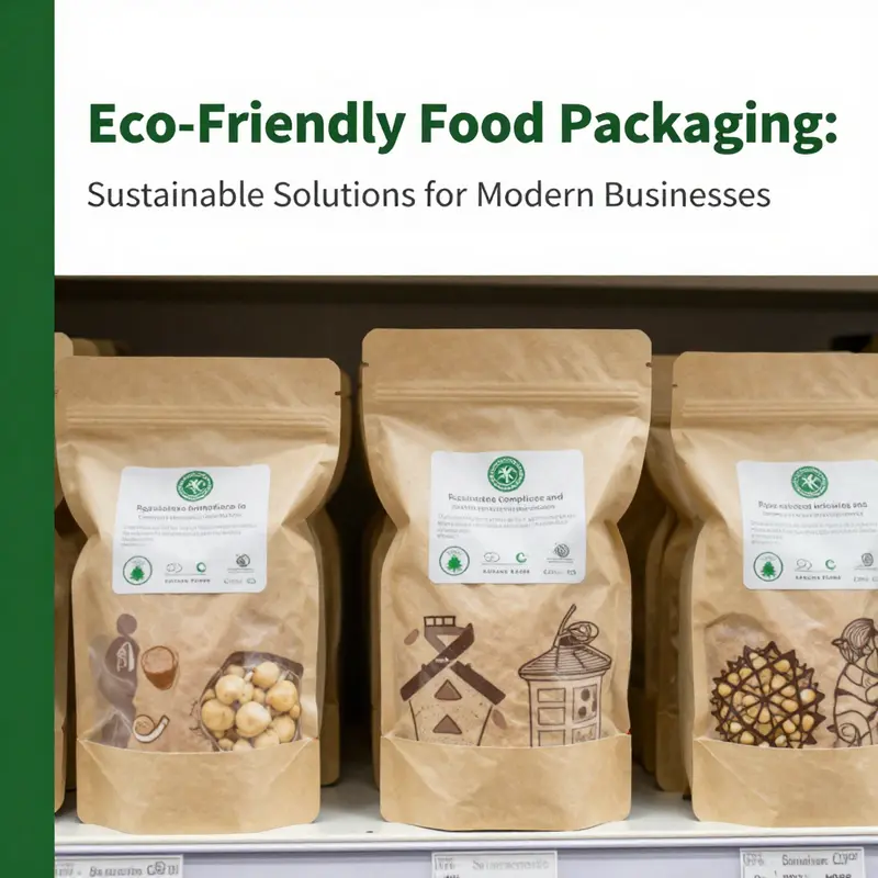 Showcasing diverse innovative materials used in eco-friendly packaging bags for food.