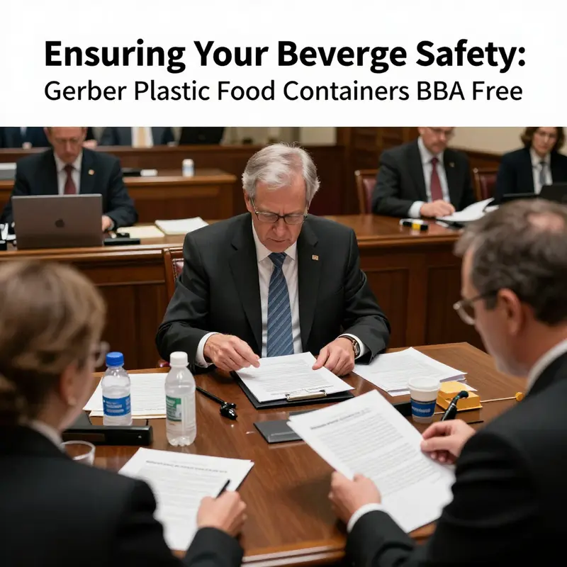 A variety of Gerber BPA-Free plastic food containers displayed in a kitchen setting.