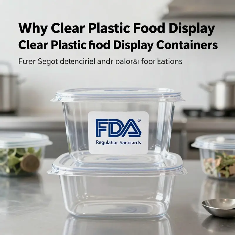 Clear plastic containers showcasing a variety of foods in a vibrant retail setting.