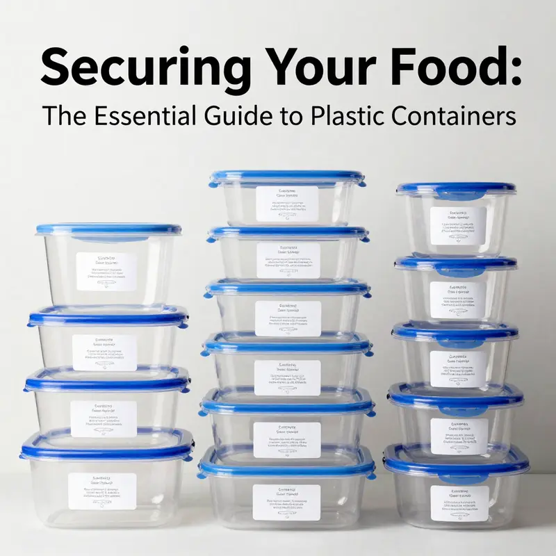 An assortment of food-grade plastic containers, emphasizing the necessity of safety standards.