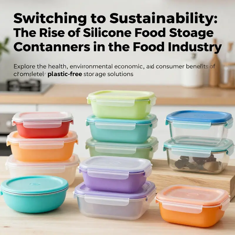 A collection of silicone food storage containers in a vibrant kitchen setting, showcasing their versatility.