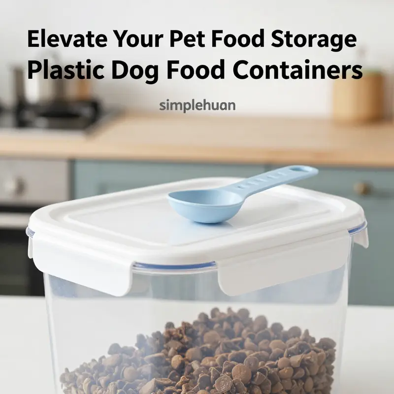 Detailed view showcasing the innovative design and functionality of the simplehuman plastic dog food container.