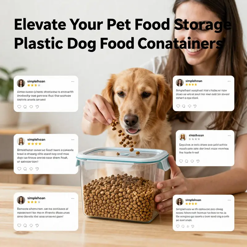 Detailed view showcasing the innovative design and functionality of the simplehuman plastic dog food container.