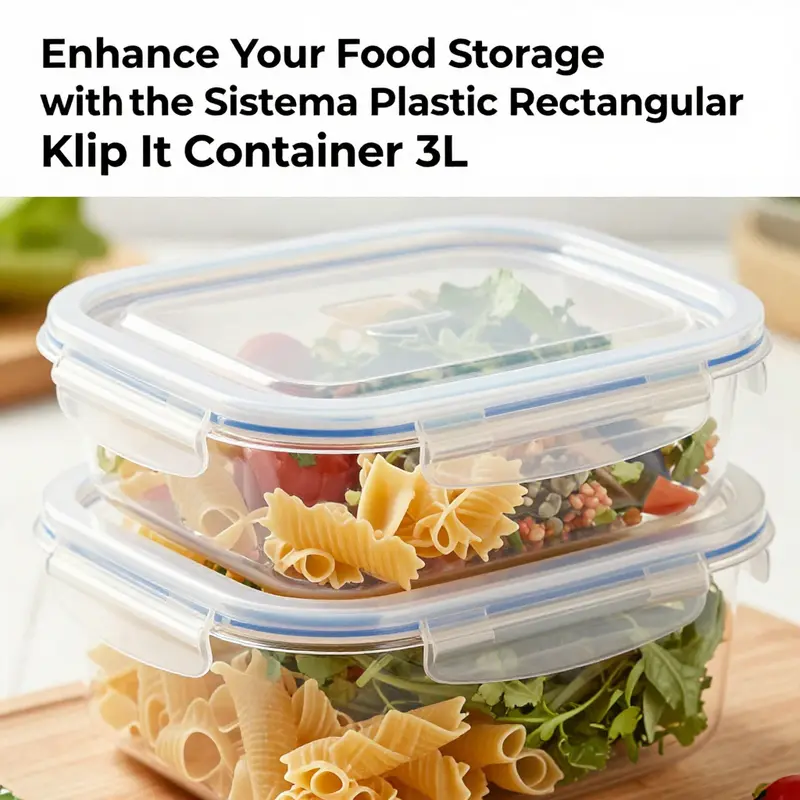 Detailed view of the Sistema Plastic Rectangular Klip It Food Container 3L, highlighting its features and spacious design.
