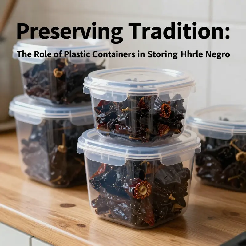Opaque plastic containers effectively protect dried chilhuacle negro peppers from light and moisture.