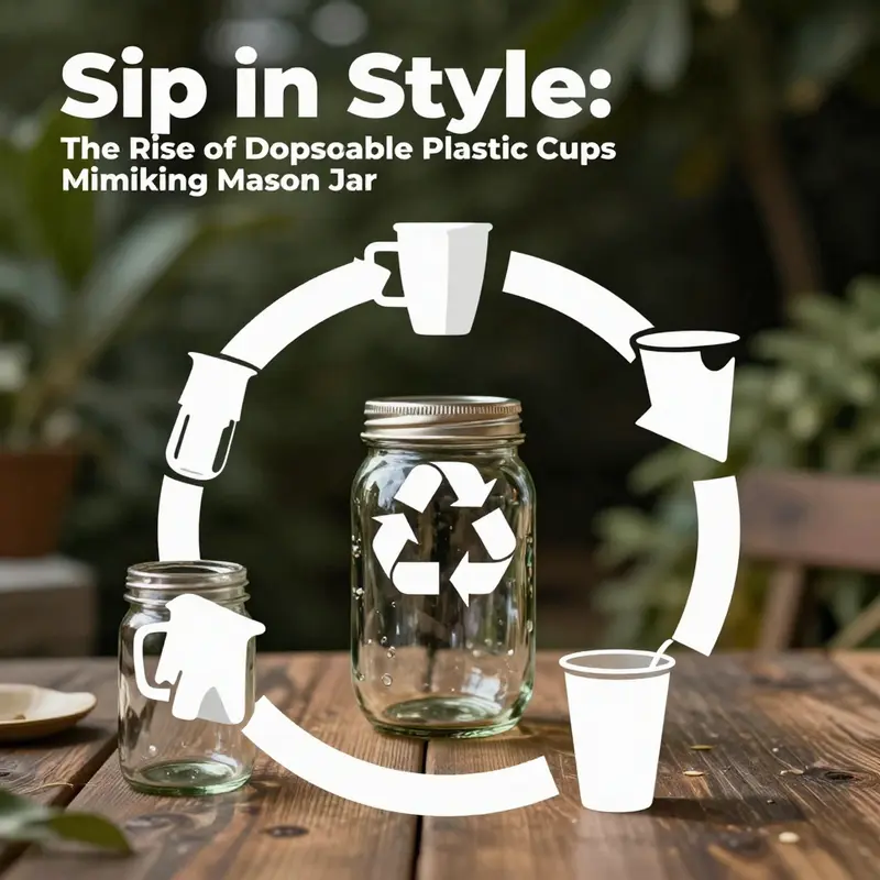 Showcasing the material and design aspects of disposable plastic mason jar cups.