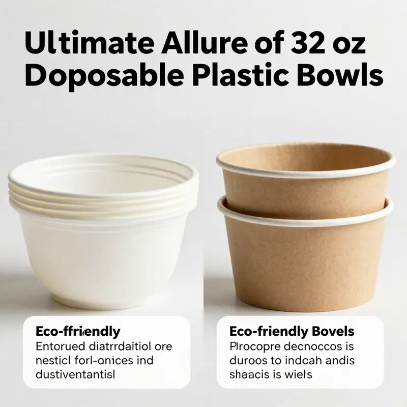 A colorful array of 32 oz disposable plastic bowls in various foodservice environments, highlighting their versatility.