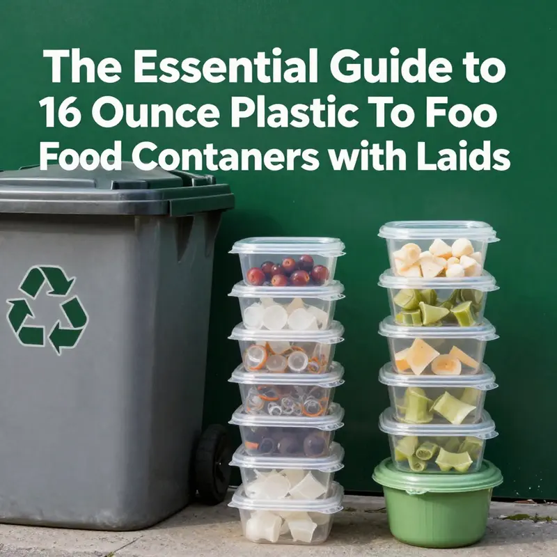 A transparent 16-ounce food container displaying its capacity and design features.