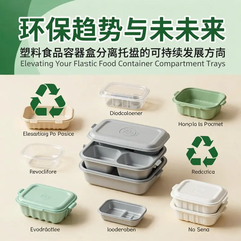 A multi-compartment plastic food tray showcasing different food items, perfect for efficient service.
