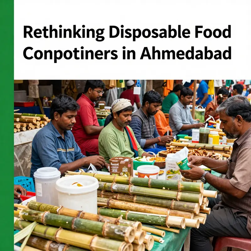 A visual representation of the environmental consequences of disposable food containers in Ahmedabad.