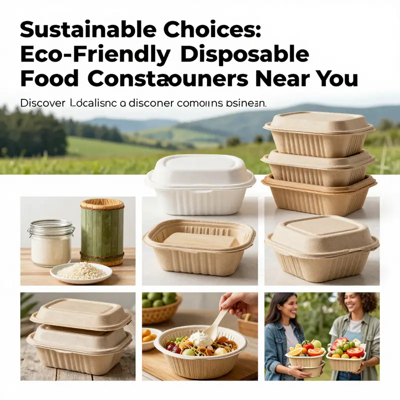 An illustration representing the journey of using sustainable disposable food containers, showcasing eco-friendly materials and happy customers.