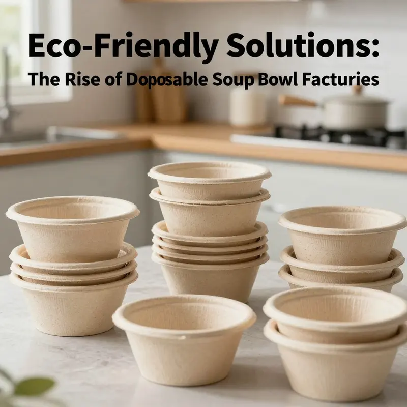 Innovative biodegradable soup bowls ready for service, reflecting sustainability in food packaging.