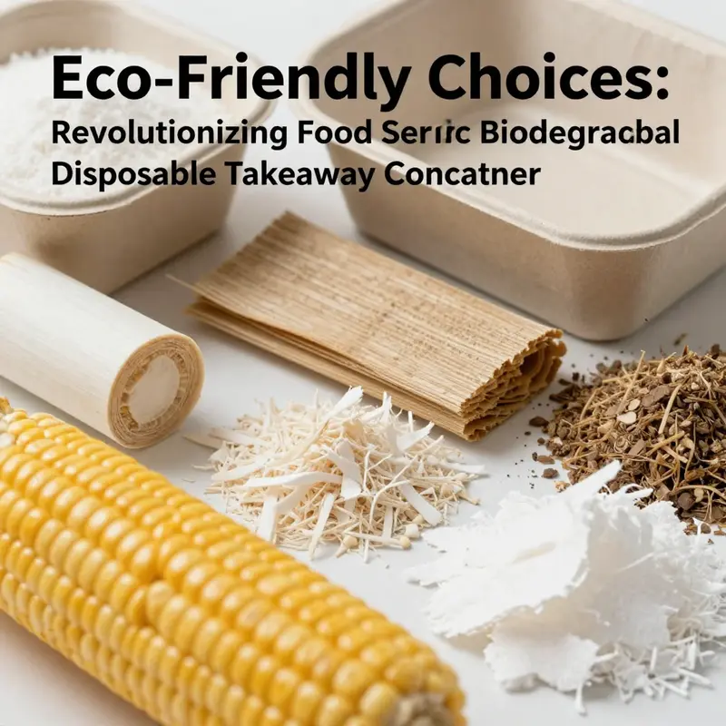 Sustainable materials such as cornstarch and sugarcane bagasse are used in the production of biodegradable containers.