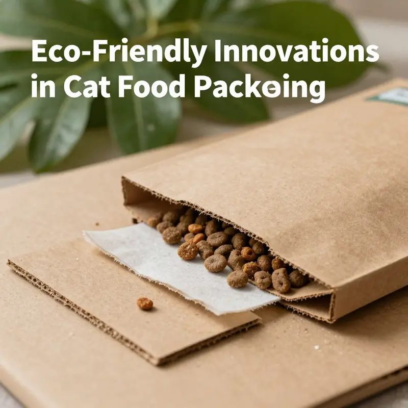 Showcasing the variety of recyclable packaging options available for cat food.