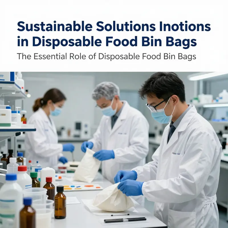 An illustrative representation of biodegradable disposable food bin bags intertwined with food waste.