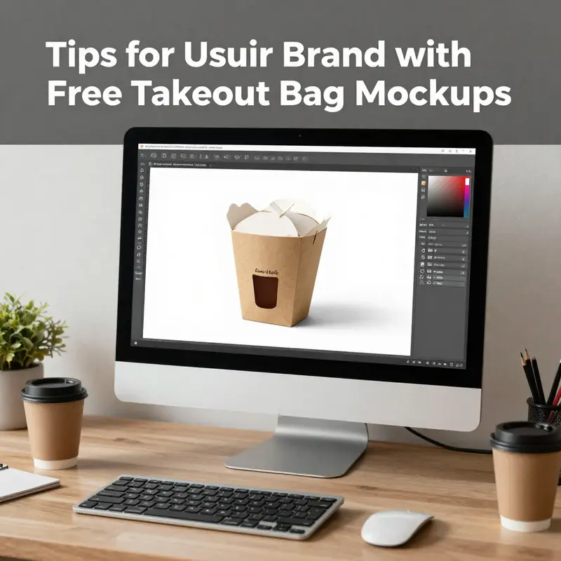 Showcasing various free mockup designs along with branding materials for takeout bags.