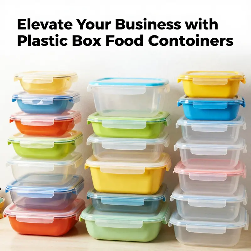 An array of plastic box food containers demonstrating various types and materials used in the food service industry.