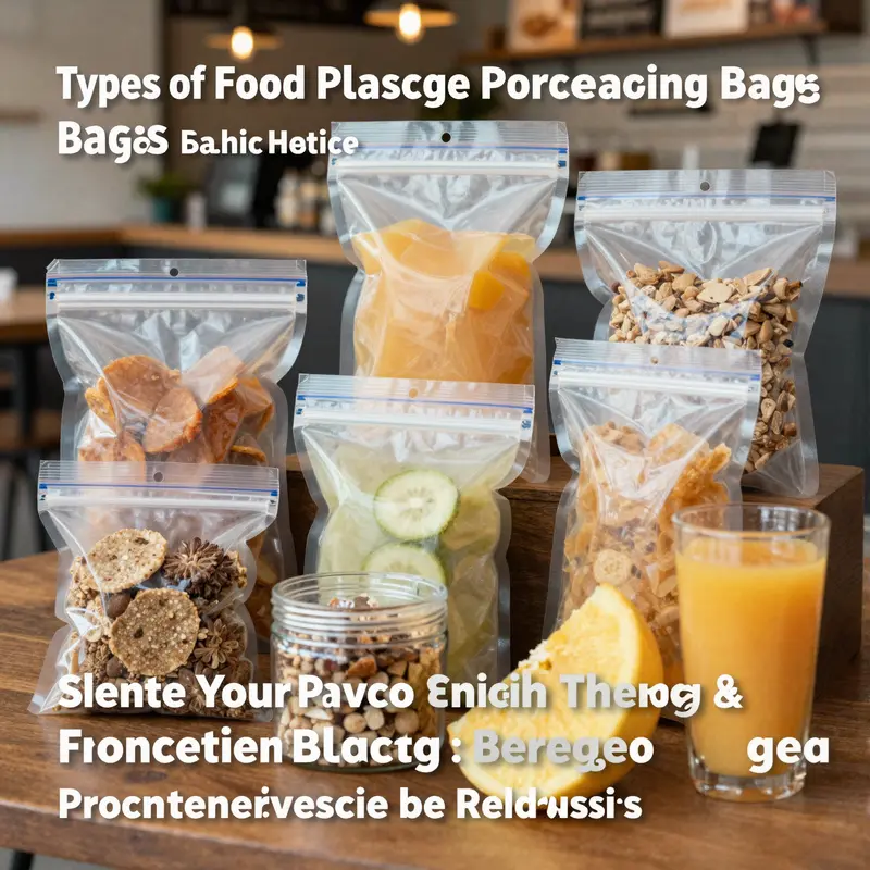 A variety of food plastic packaging bags designed for diverse applications in the food industry.
