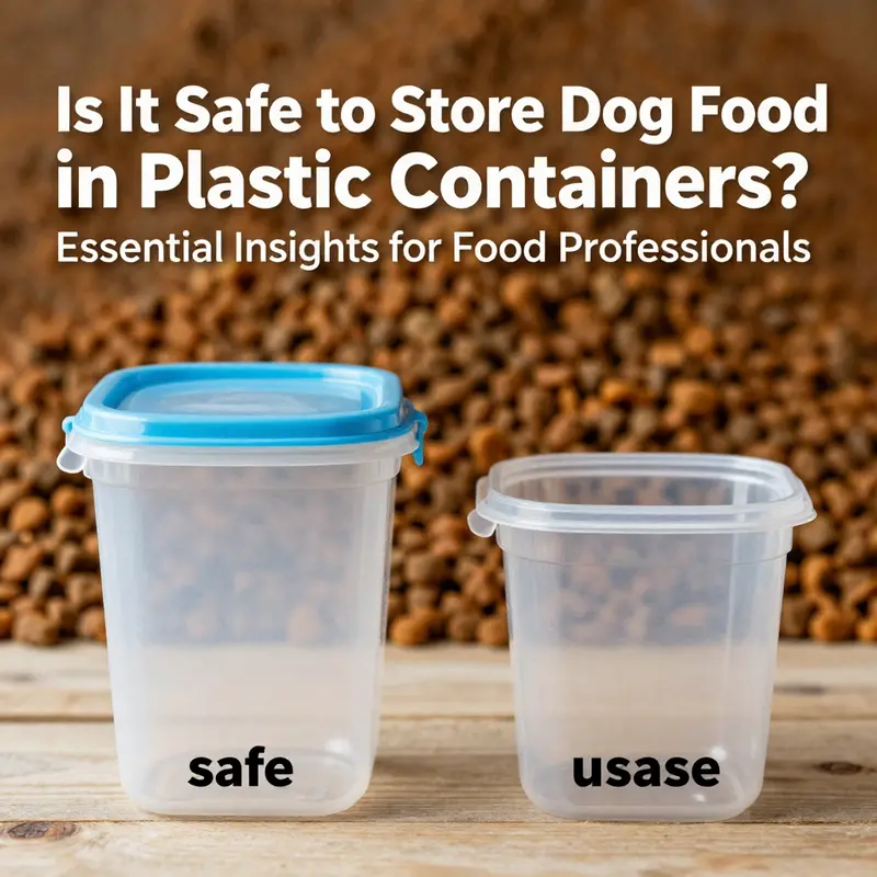 A clear display of food-grade plastic containers designed for safe dog food storage.