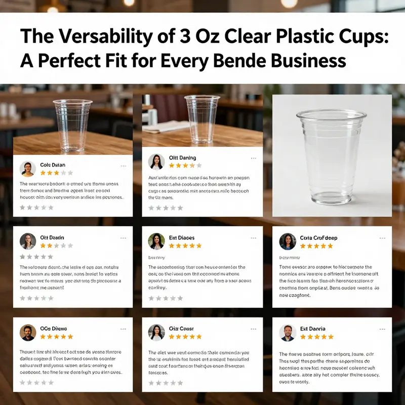 Diverse applications of 3 oz clear plastic cups in beverage services and events.